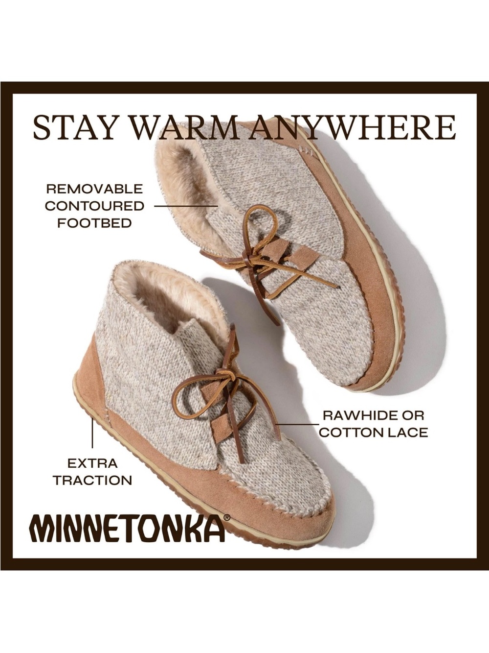 NWOB Minnetonka Women's Torrey Bootie Slipper Sz 10  M Cinnamon Brown Gray